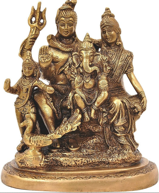 Lord Shiva Family Statue ( Brass/Metallic) - shopgiftsworld