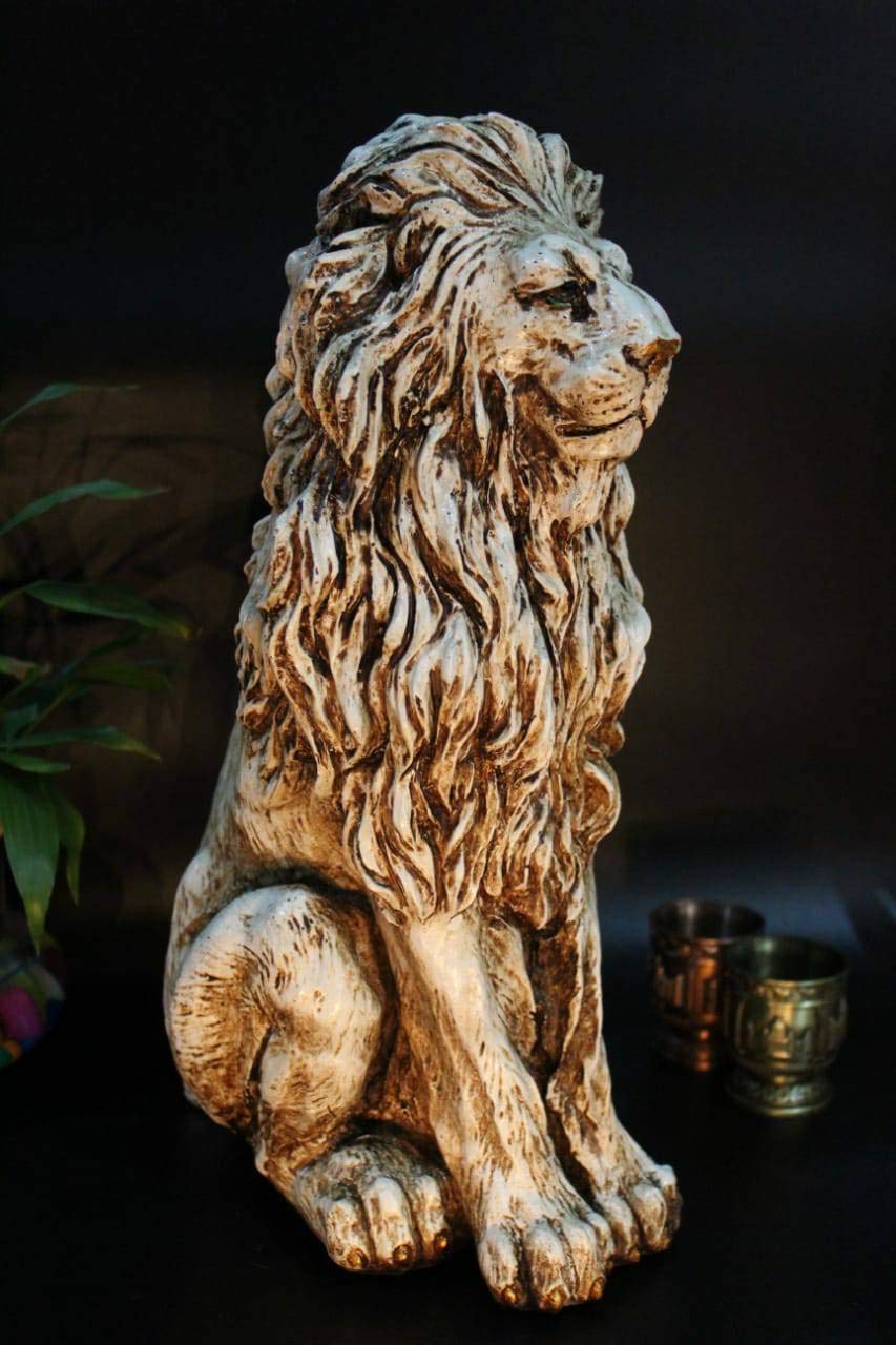 Sitting Lion Handcrafted Statue - shopgiftsworld